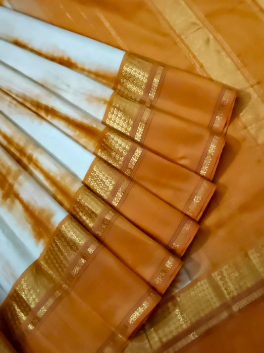 Orange Colour Kanchivaram With Shibori All Over