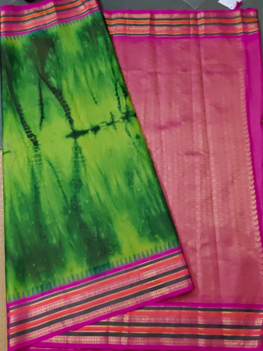 Parrot Green Colour Kanchivaram Silk With Shibori All Over