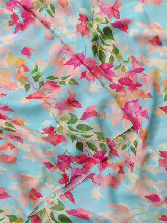 Sky Blue Colour Georgette Saree With Digital Print All Over