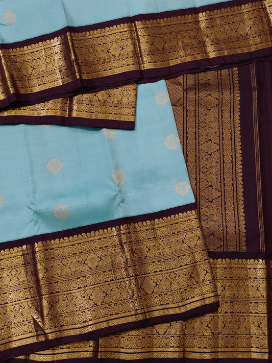 Sea Blue Colour Gadwl Silk Saree With Zari Butta All Over