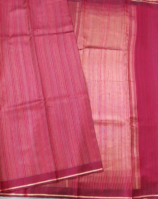 Maroon Colour Raw Silk Saree With Zari Stripes All Over