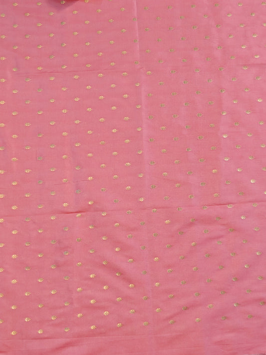 Gold & Baby Pink Colour Tissue & Banarasi Fusion Saree With Zari Butta All Over