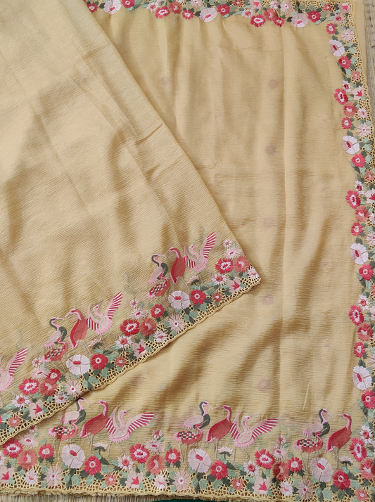 Yellow Colour Crush Tissue With Plain Body