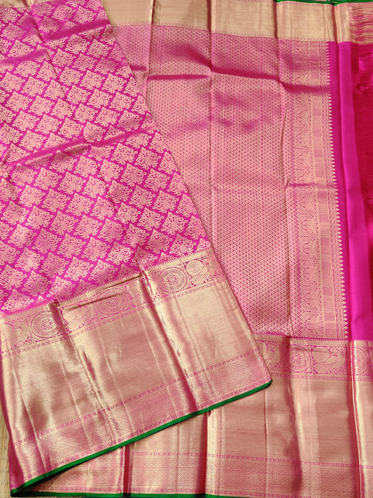 Pink Colour Kanchivaram Silk Saree With Zari Motif All Over