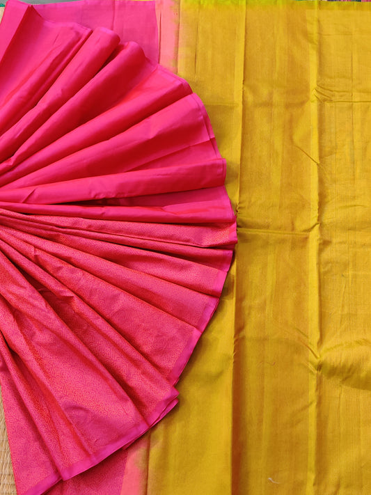 Pink Colour Cotton Silk Saree With Zari Motif