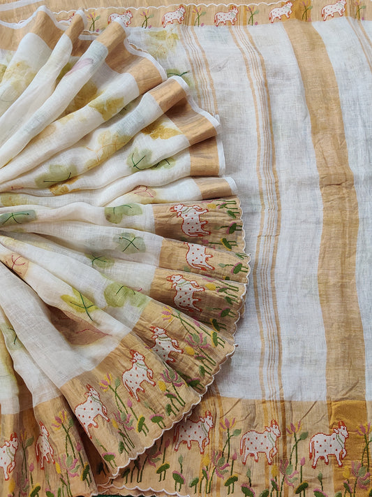 Linen Saree Code : N1122VB4162505