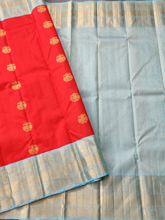 Red Colour Kanchivaram Silk Saree With Zari Motif