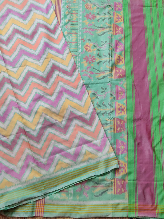 Multi Colour Ikkat Silk Saree With Ikkat Weaving