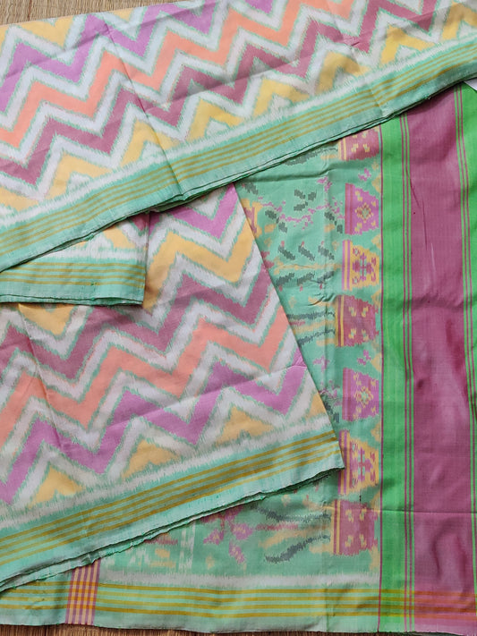 Multi Colour Ikkat Silk Saree With Ikkat Weaving