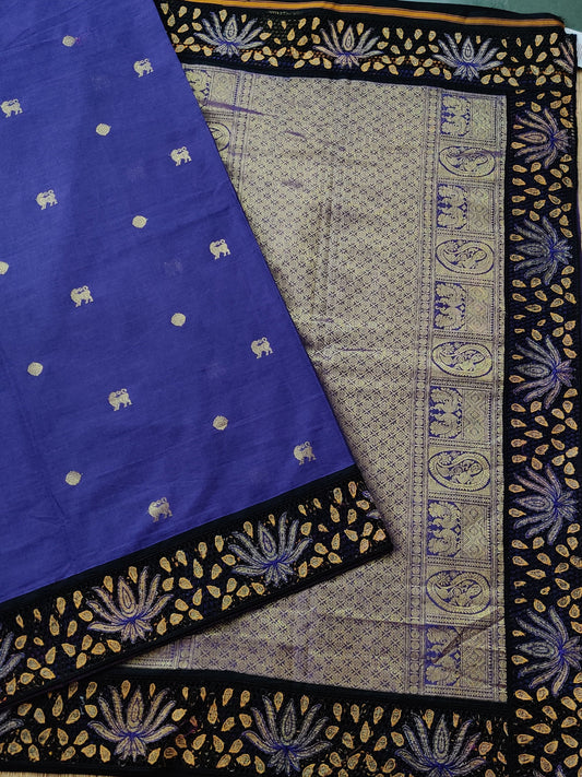 Purple Colour Cotton Saree With Zari Work All Over