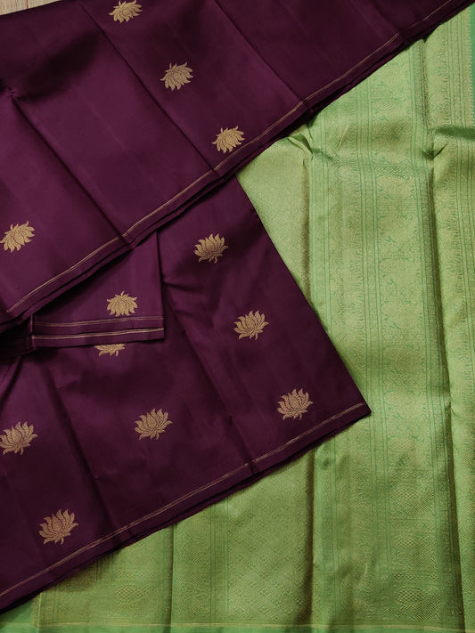 Brown Colour Pure Silk Zari Kanchivaram Saree With Zari Motif