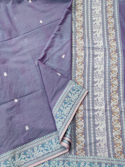 Dark Lavender Colour Cotton Saree With Thread Woven Motif