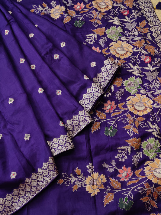 Purple Colour Dola Silk Saree With Zari Butta All Over