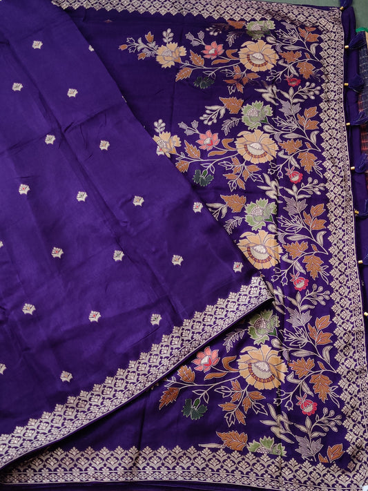 Purple Colour Dola Silk Saree With Zari Butta All Over