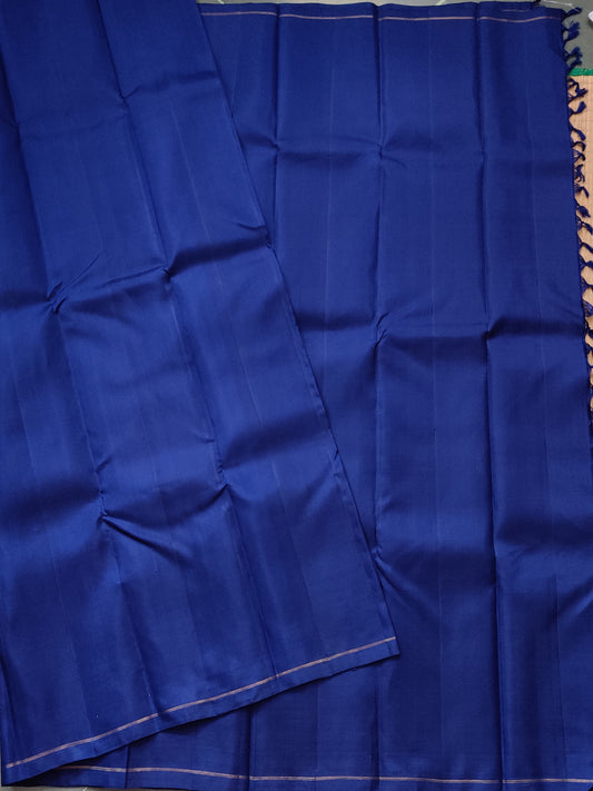 Dark Blue Colour Plain Kanchivaram Silk Saree