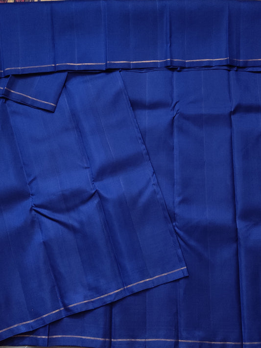 Dark Blue Colour Plain Kanchivaram Silk Saree