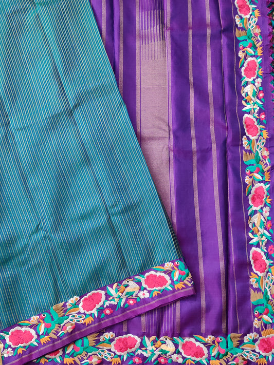 Rama Green Colour Kanchivaram Silk Saree With Thread Woven Motif All Over