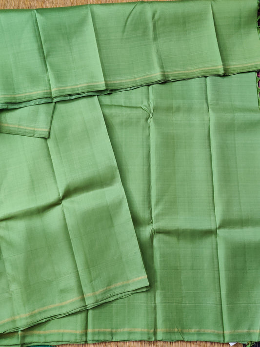 Pista Green Colour Plain Kanchivaram Silk