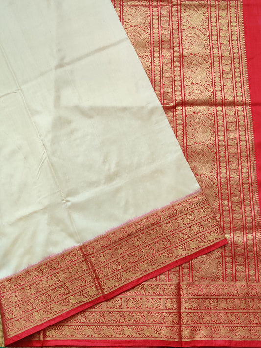 Cream Colour Ikkat Silk Saree