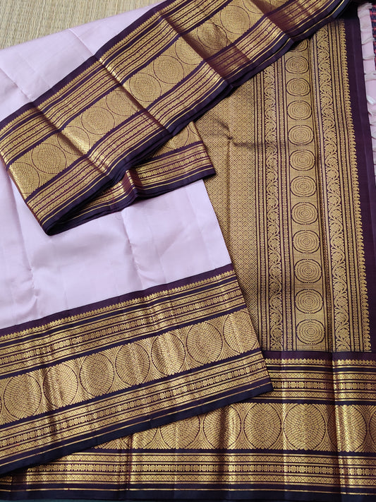 Onion Colour Kanchivaram Silk Saree With Plain Body Code : KA069