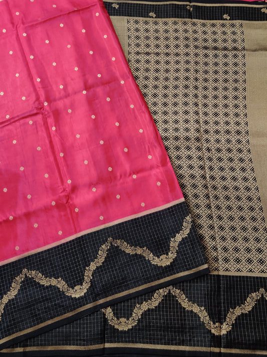 Reddish Pink Colour Semi Mashru Silk Saree With Zari Butta All Over Code: VB078