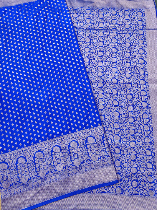 Royal Blue Colour Semi Georgette Saree With Zari Butta All Over Code : VB0108