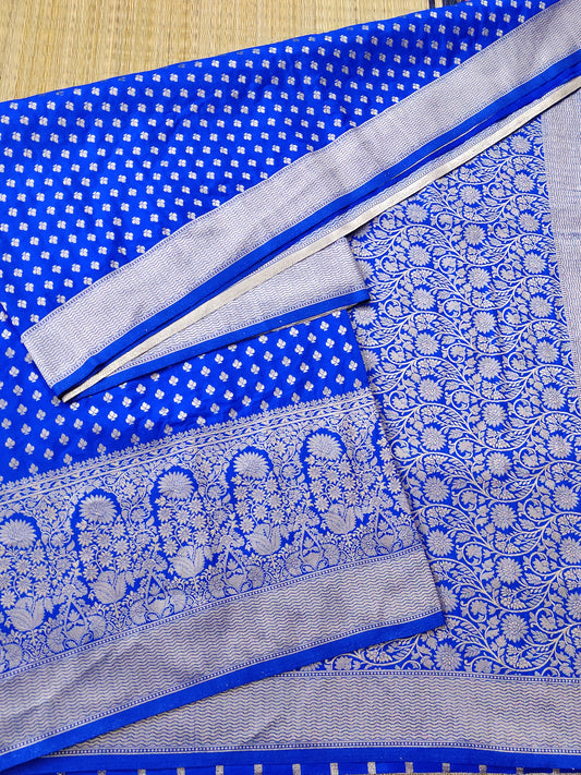 Royal Blue Colour Semi Georgette Saree With Zari Butta All Over Code : VB0108