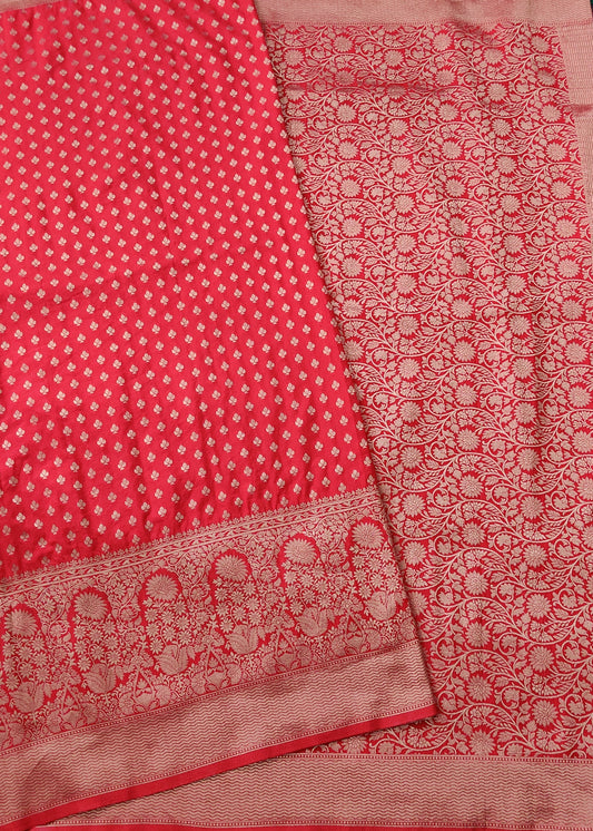 Red Colour Semi Georgette Saree With Zari Butta All Over Code : VB0110