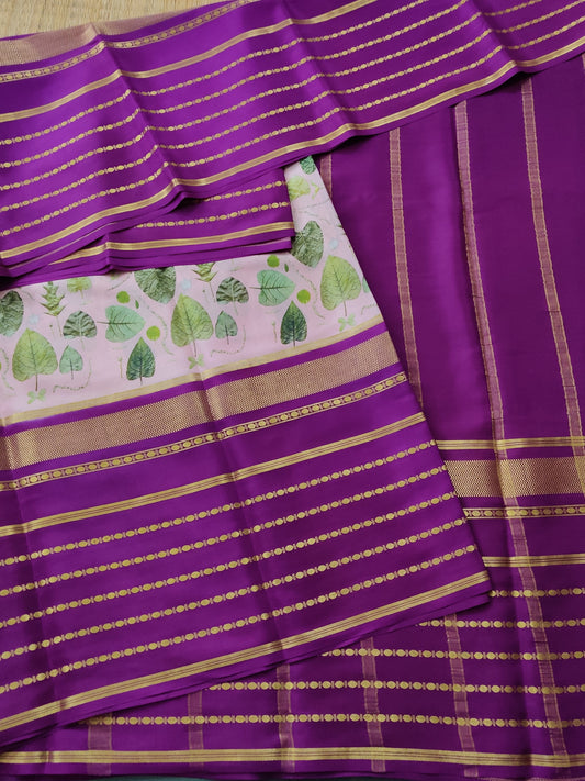 Light Baby Pink Colour Mysore Crepe Silk Saree With Eco Digital Print All Over Code : KA085