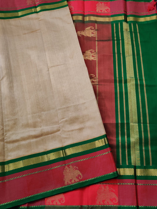 Tussar Colour Silk Cotton Saree With Plain Body Code : SC022