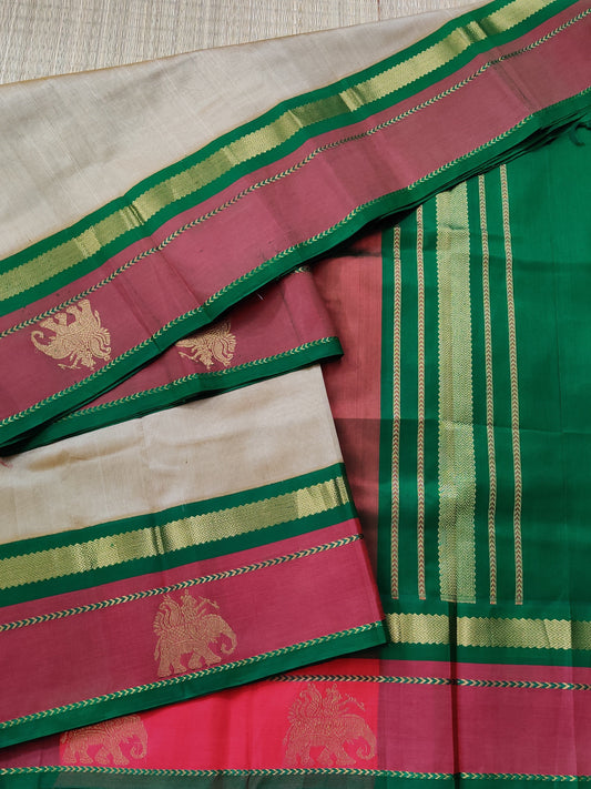 Tussar Colour Silk Cotton Saree With Plain Body Code : SC022