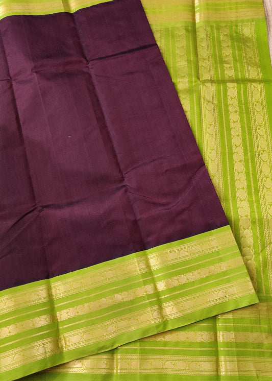 Brown Colour Silk Cotton Saree With Plain Body Code : SC024