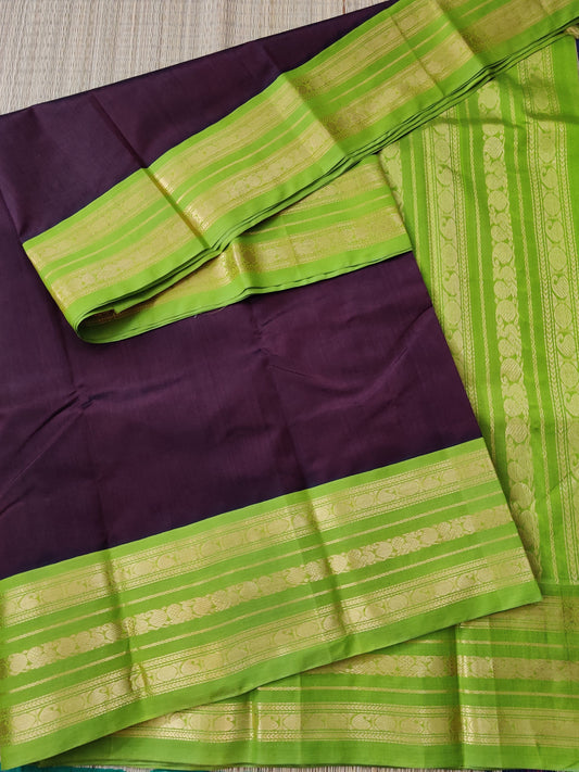 Brown Colour Silk Cotton Saree With Plain Body Code : SC024