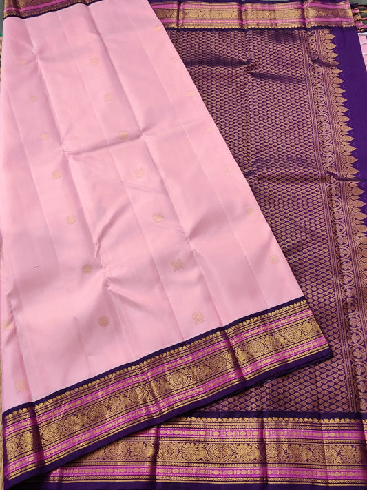 Light Baby Pink Colour Kanchivaram Silk Saree With Zari Butta All Over Code : KA0129
