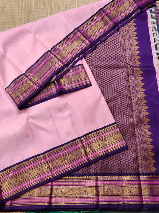Light Baby Pink Colour Kanchivaram Silk Saree With Zari Butta All Over Code : KA0129