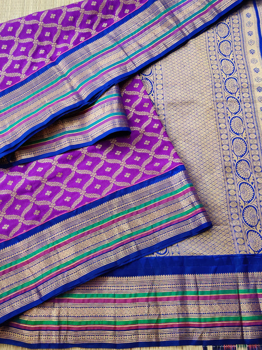Magenta Colour Georgette & Gadwal Fusion Saree Code : VB0212