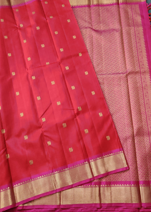 Red Colour Kanchivaram Silk Saree With Zari Butta All Over Code : KA0135