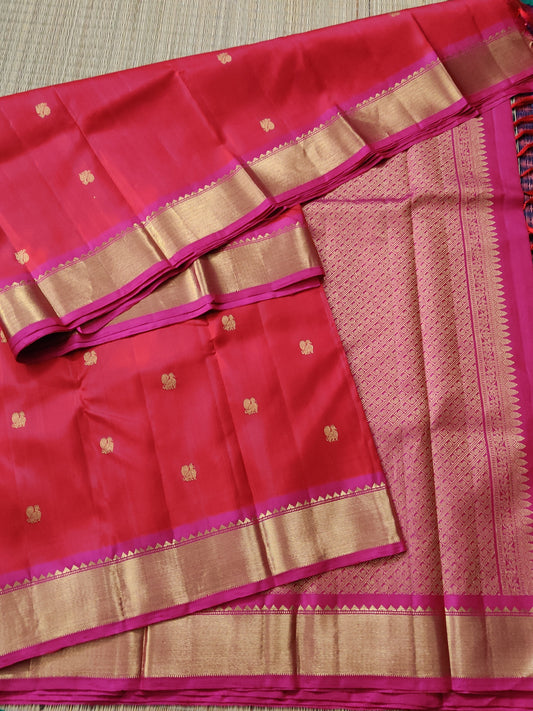 Red Colour Kanchivaram Silk Saree With Zari Butta All Over Code : KA0135