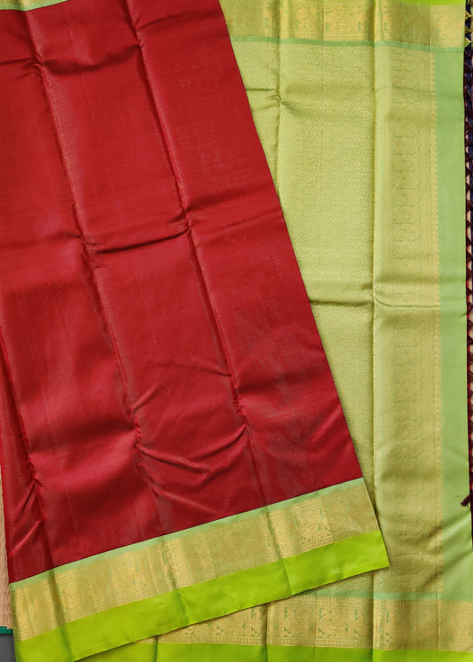Maroon Colour Kanchivaram Silk Saree With Zari Stripes All Over Code : KA0138