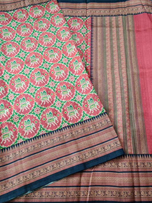 Maroon Colour Semi Banarasi Saree With Digital Print All Over Code : VB0221