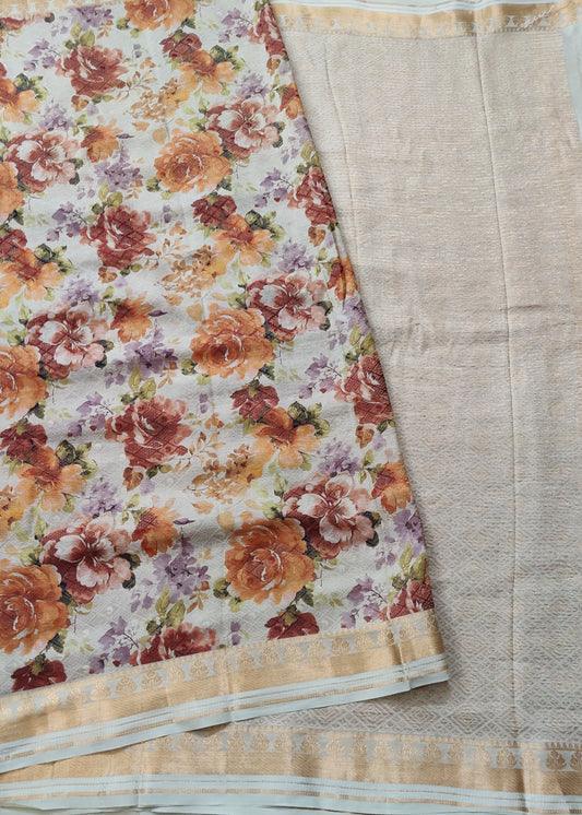 Pista Green Colour Mysore Silk Saree With Digital Print All Over Code : KA0142