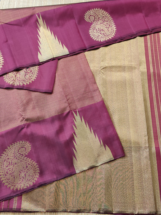 Maroon Colour Kanchivaram Silk Saree With Small Zari Checks All Over Code : KA0142
