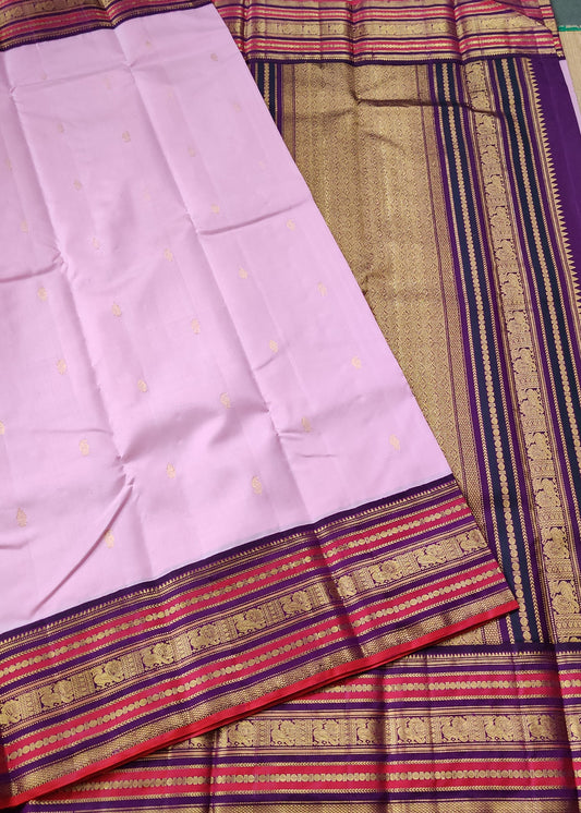 Light Pink Colour Kanchivaram Silk Saree With Zari Butta All Over Code : KA0145