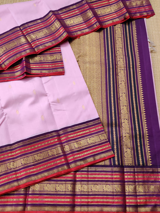 Light Pink Colour Kanchivaram Silk Saree With Zari Butta All Over Code : KA0145