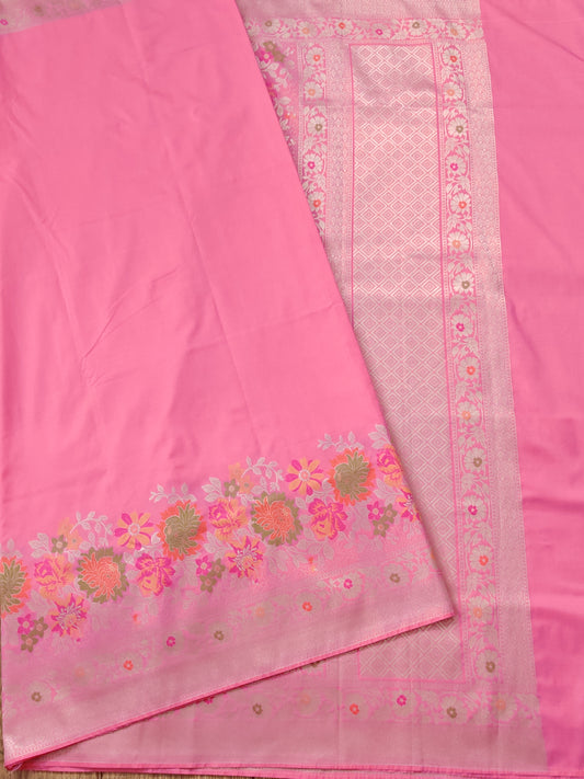 Pink Colour Banarasi Silk Saree With Plain Body Code : VB0233