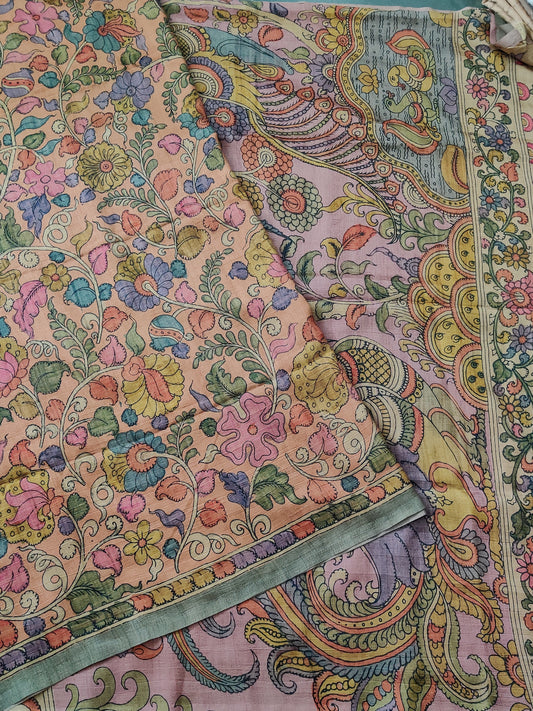 Grey Colour Semi Tussar Saree With Kalamkari Digital Print All Over Code :VB0243