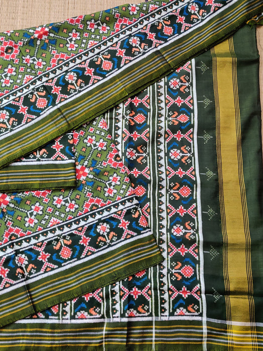 Mehandi Colour Double Ikkat Patan Patola Saree