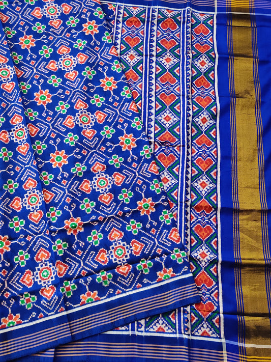 Blue Colour Double Ikkat Patan Patola Saree