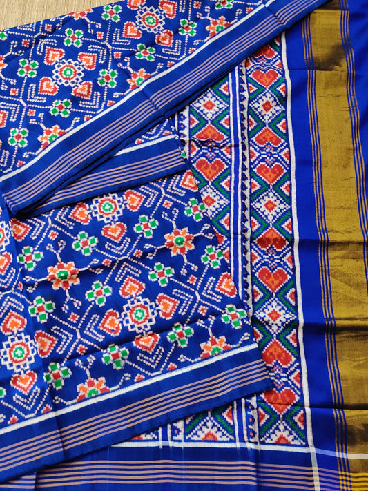 Blue Colour Double Ikkat Patan Patola Saree