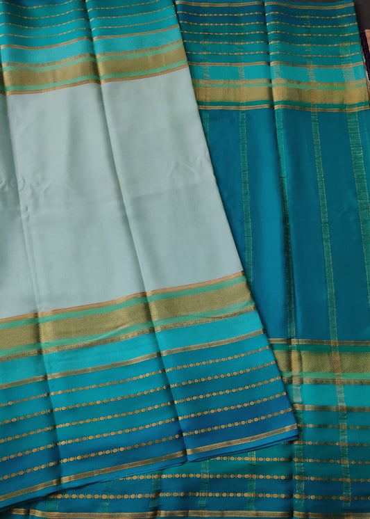 Light Pista Green Colour Mysore Silk Plain Body Code : KA0165